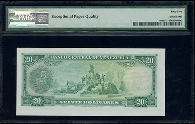 Caracas, Venezuela, 20 Bolivares, 29-1-1974, PMG Gem UNC 65 EPQ, SCWPM-46e