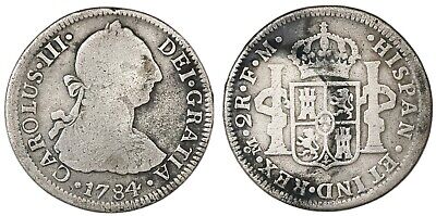 Mexico City, Mexico, bust 2 reales, Charles III, 1784FM, rare assayer