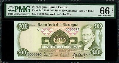 Nicaragua 500 Cordobas 6-8-1984 PMG Gem UNC 66 EPQ Low Serial 95