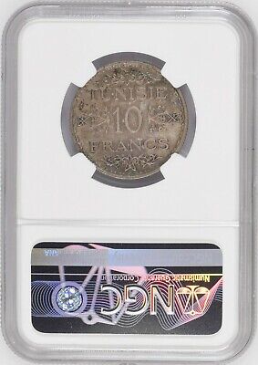 Tunisia (Paris Mint), Silver 10 Francs, AH1353 (1934), NGC UNC Details, KM-255