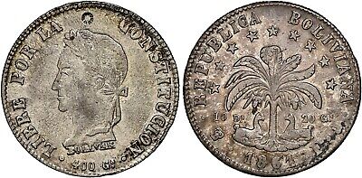 Potosi, Bolivia, 8 soles, 1861 FJ, with small wheel-like countermark