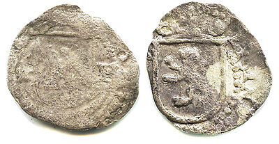 Colonial Potosi, Bolivia shield 1/4 real silver cob, Philip II, assaye ...