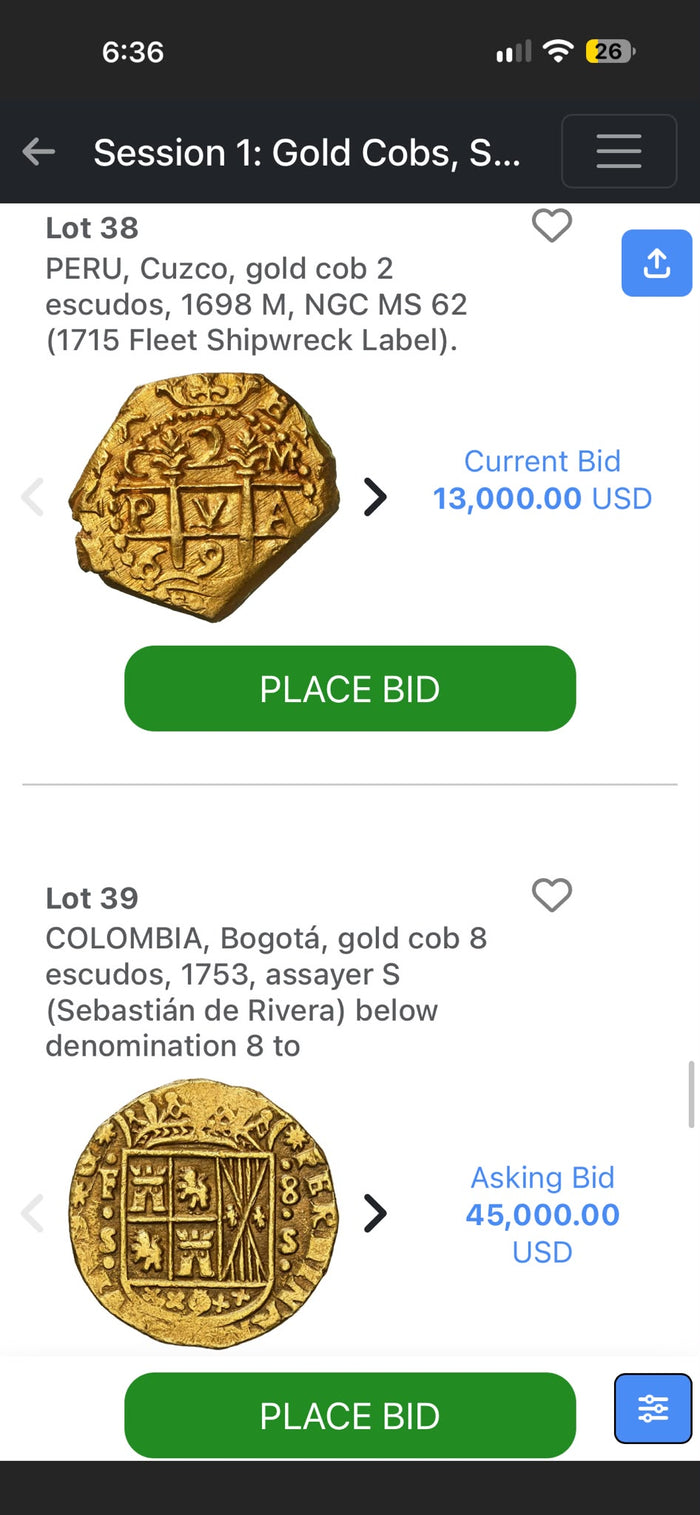 Sedwick app auction screen
