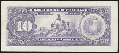 Caracas Venezuela Banco Central 10 Bolivares 7-6-1977 Neat Serial # Pick-51d