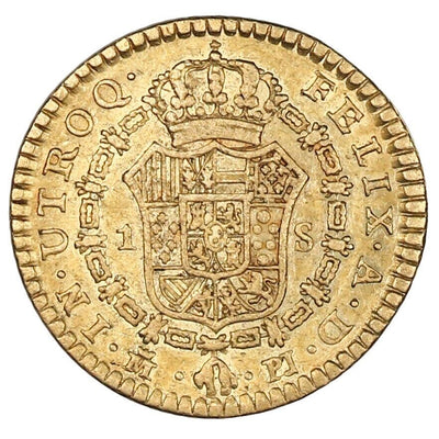 Madrid Spain Gold Bust 1 Escudo Charles III 1772 PJ