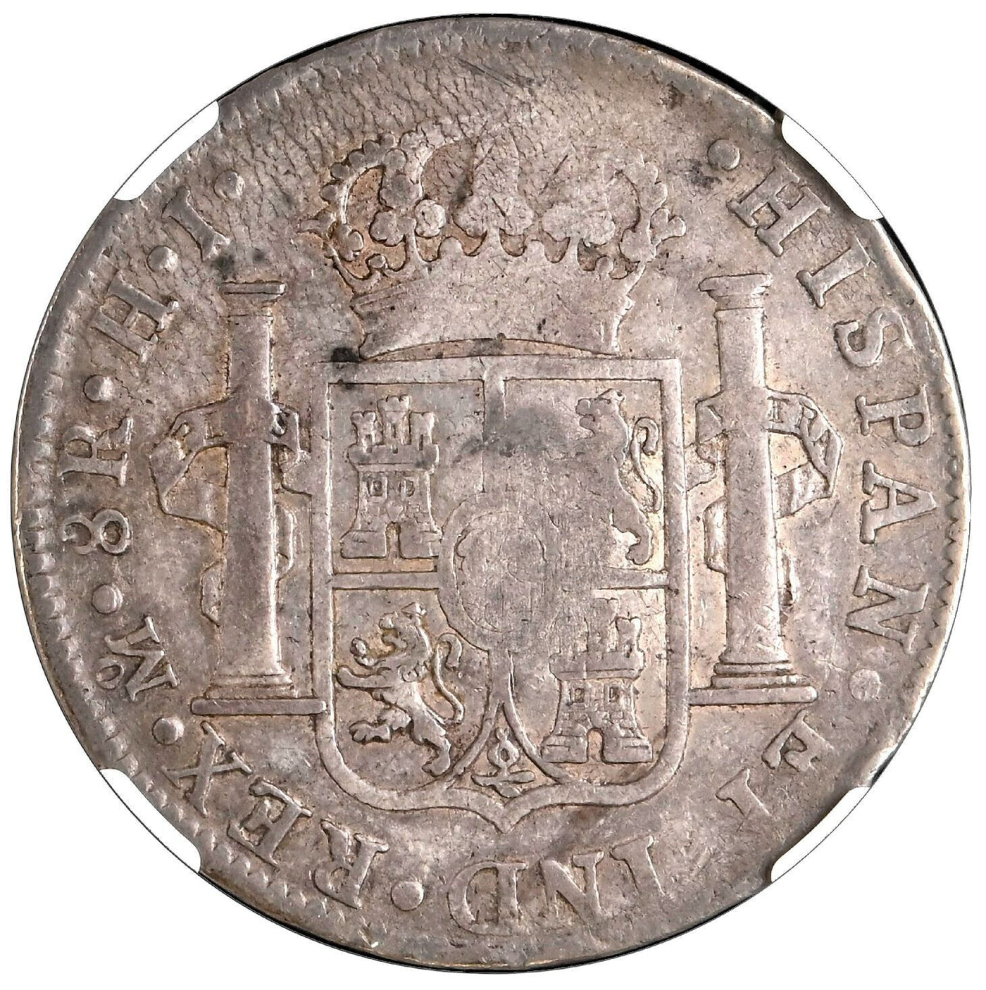 PORTUGAL 870 Reis Countermark (1834) on Mexico 1811 HJ 8R NGC VF 35 Ex-Hubbard