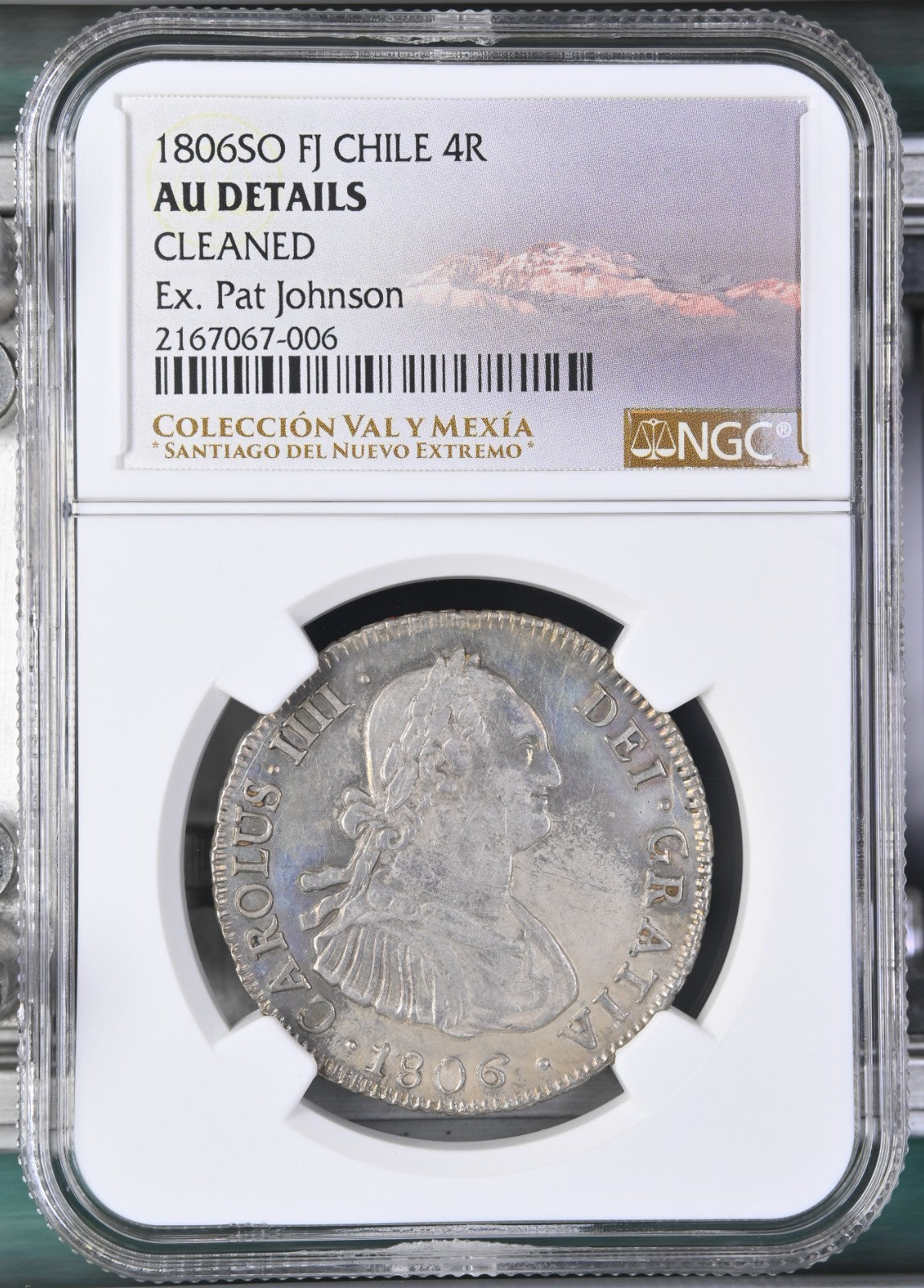 CHILE, Santiago, bust 4 reales, Charles IV, 1806 FJ, NGC AU CHILE, Santiago, bust 4 reales, Charles IV, 1806 FJ, NGC AU