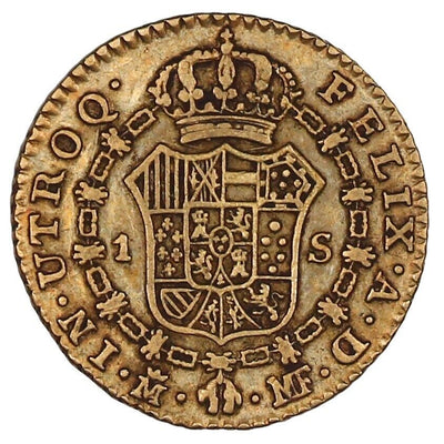 Madrid Spain Gold Bust 1 Escudo Charles IV 1797 MF