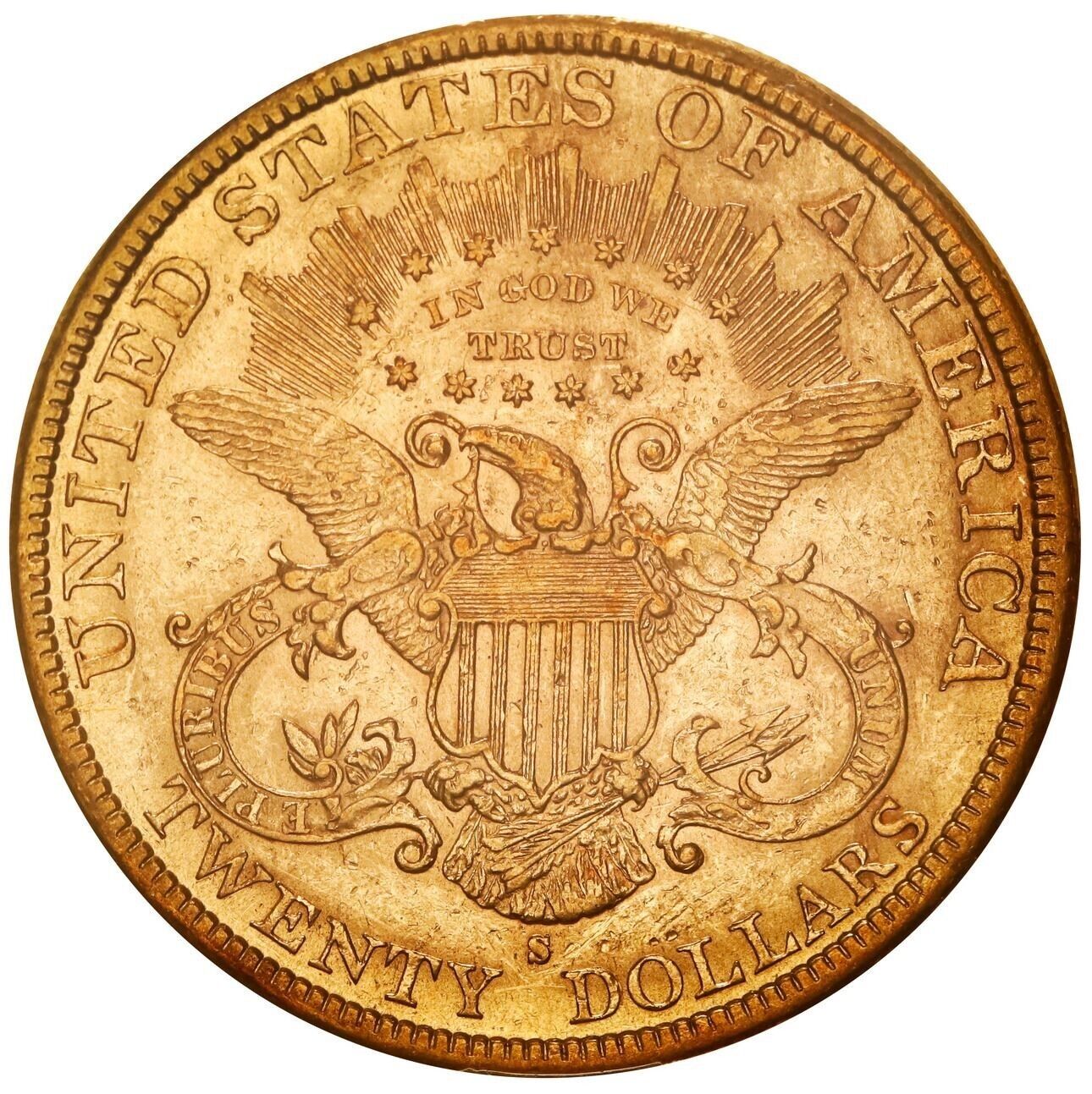 1883-S Liberty Head Gold Double Eagle $20 PCGS AU53 Saddle Ridge Hoard Label Box