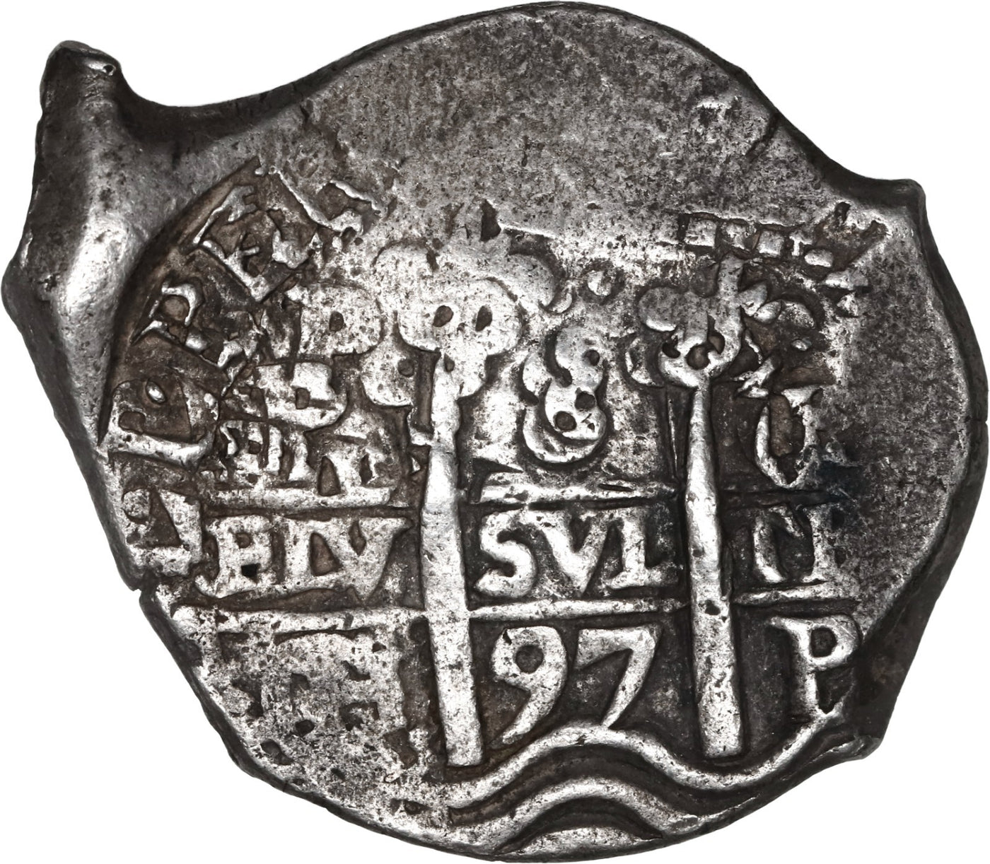 BOLIVIA, Potosí, cob 8 reales, 1697 CH, rare.
