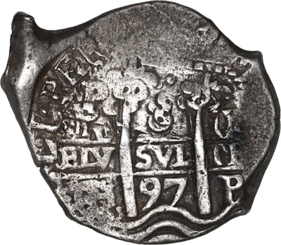 BOLIVIA, Potosí, cob 8 reales, 1697 CH, rare.