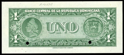 DOMINICAN Banco Central 1 Peso Specimen (1947-55) Overprint Error ex-ABNCo