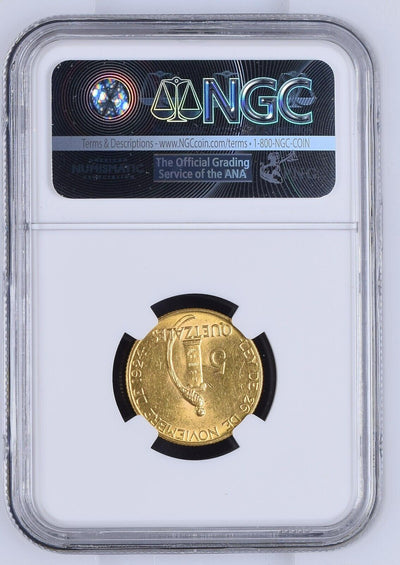 GUATEMALA Gold 5 Quetzales 1926 NGC MS 62 KM-244 Fr-50