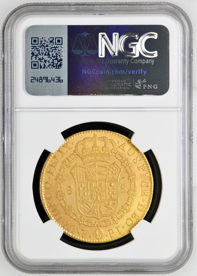 BOLIVIA Potosí Gold Bust 8 Escudos Ferdinand VII 1822 PJ NGC VF Details KM-91