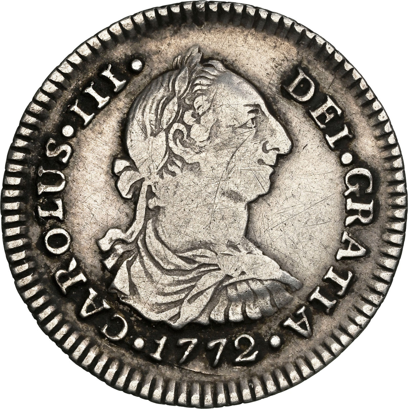 COLOMBIA, Popayán, bust 1 real, Charles III, 1772 J•S, NGC VF details / cleaned