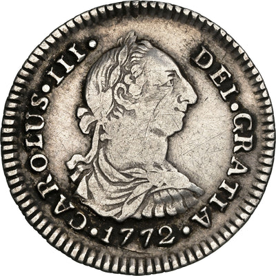 COLOMBIA, Popayán, bust 1 real, Charles III, 1772 J•S, NGC VF details / cleaned