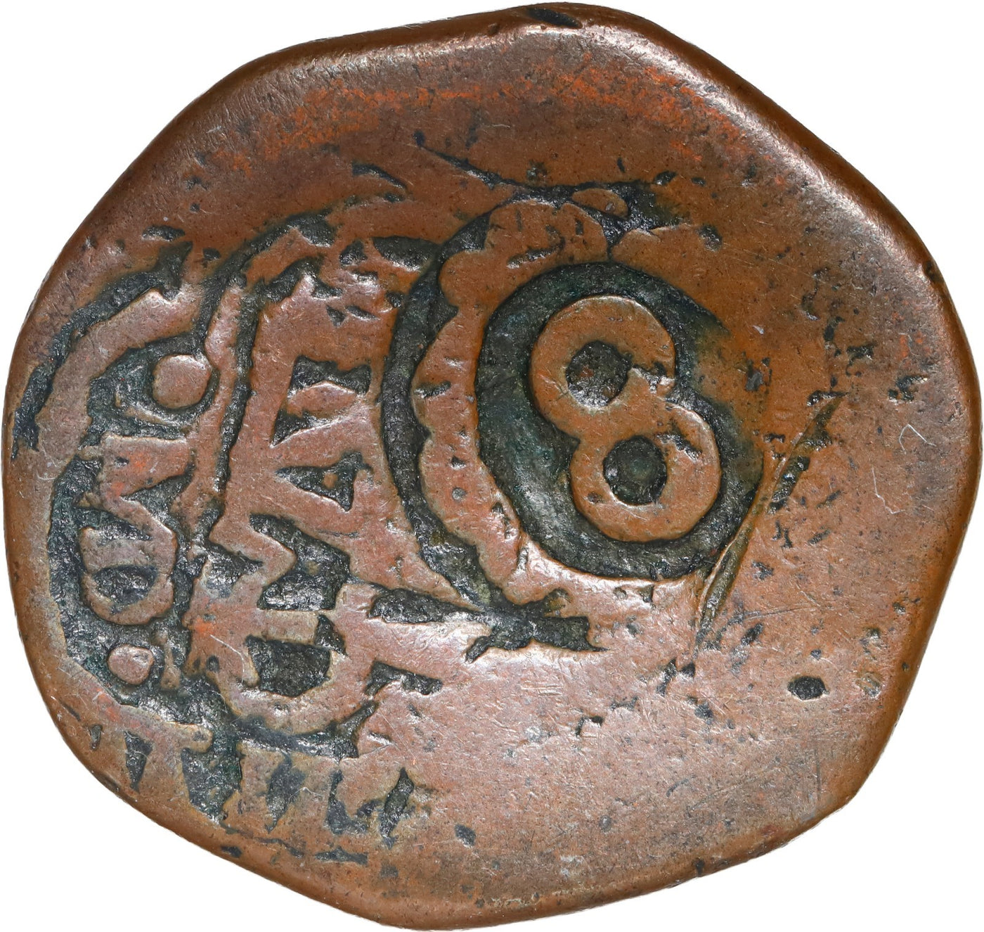 SPAIN, copper 4 maravedis, Philip IV, early 1600s, revaluation countermarks