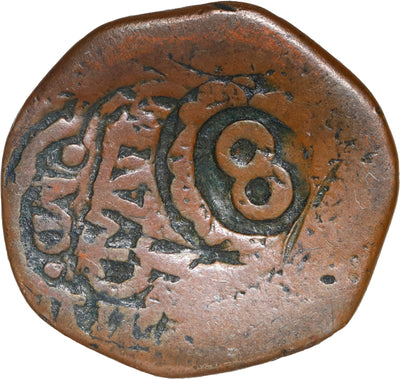 SPAIN, copper 4 maravedis, Philip IV, early 1600s, revaluation countermarks