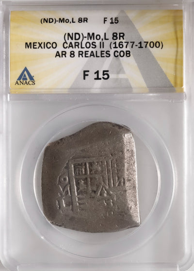 MEXICO, Mexico City, cob 8 reales, Charles II, assayer L, ANACS F 15.