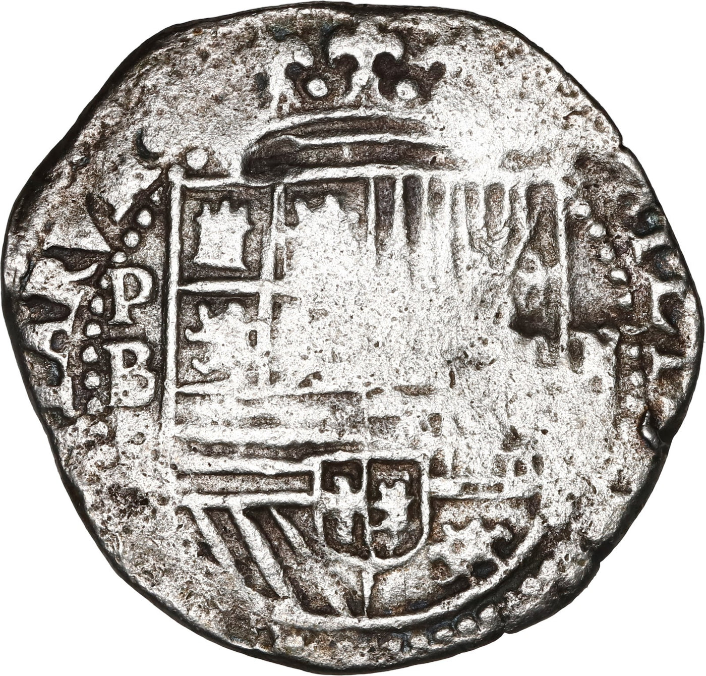 BOLIVIA, Potosí, cob 2 reales, Philip II, assayer B (3rd period).