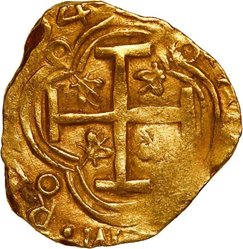 COLOMBIA Bogotá Gold Cob 2 Escudos 1654 Assayer R below Denomination II Cal-1811