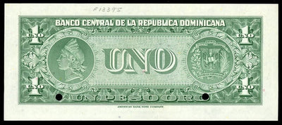 DOMINICAN Banco Central 1 Peso Specimen (1947-55) Overprint Error ex-ABNCo