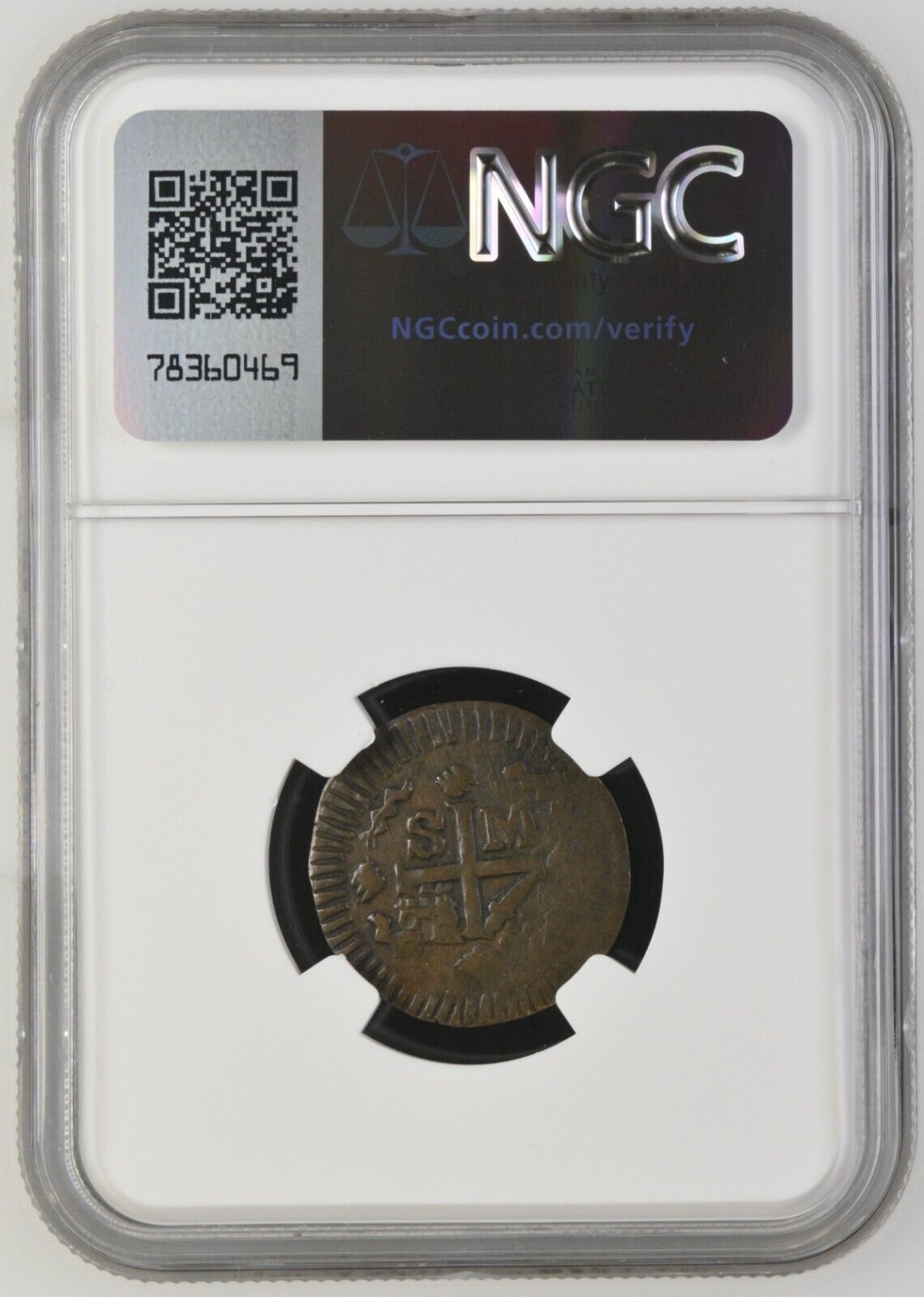 COLOMBIA, Santa Marta, copper ¼ real, Ferdinand VII, 1820, NGC AU 55 BN.