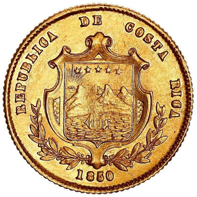 COSTA RICA San José Gold 2 Escudos 1850 JB KM-99 Fr-8