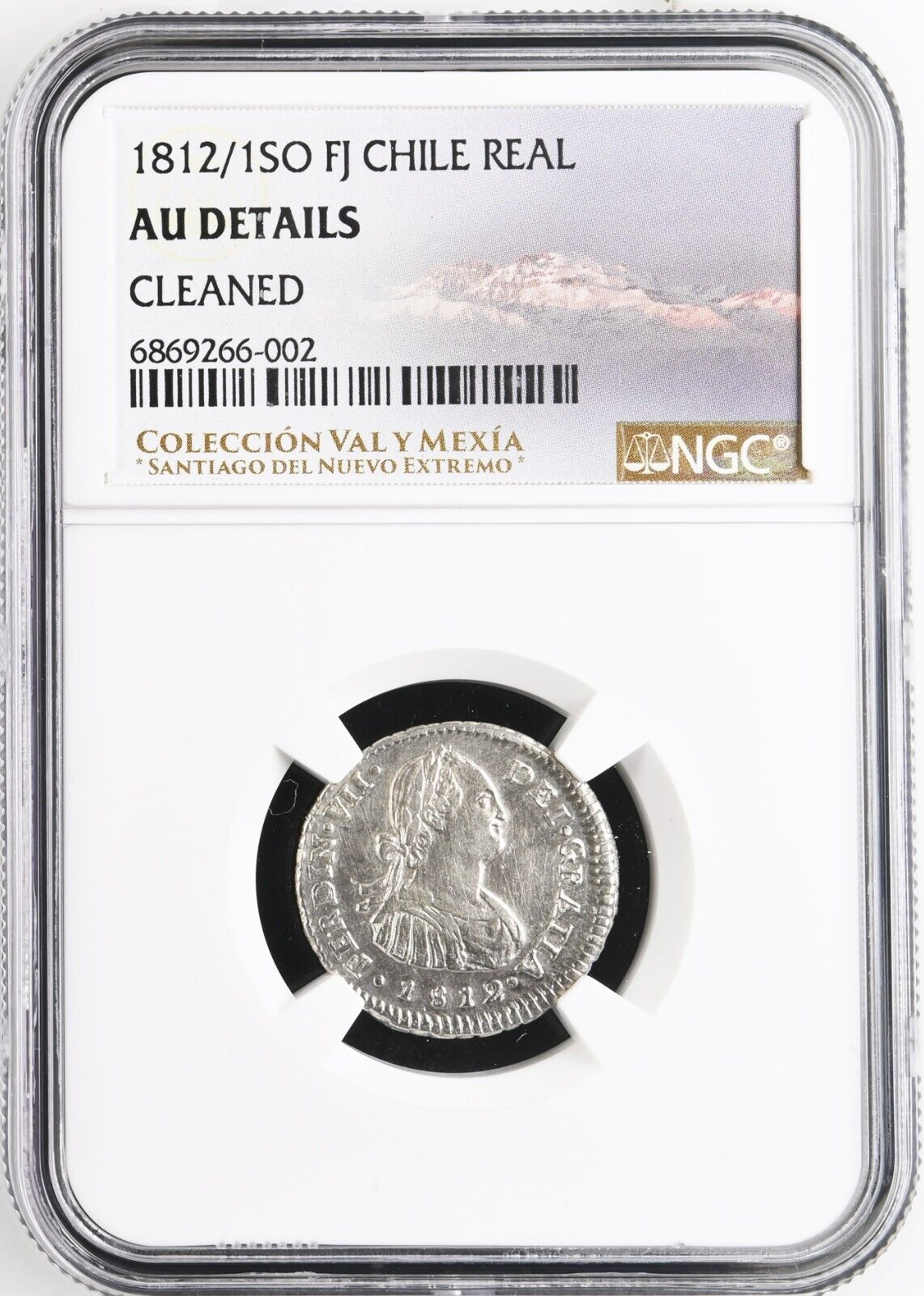 CHILE Santiago Bust 1 Real Ferdinand VII 1812/1 FJ NGC AU Details Val y Mexia