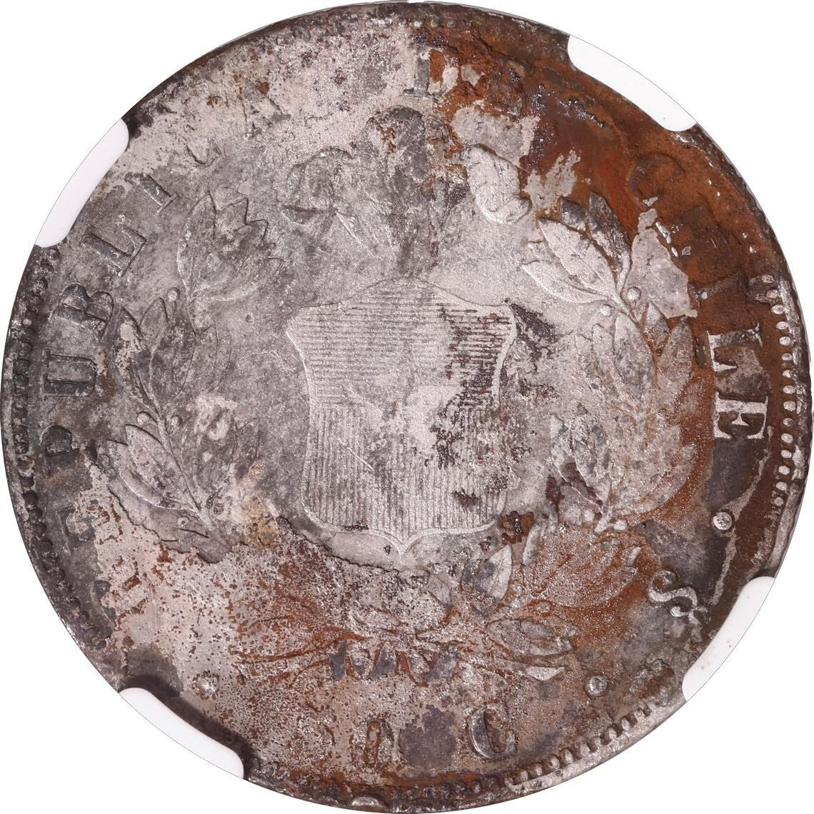 SS Central America Shipwreck (1857) Santiago Chile Silver 50 Centavos 1853 NGC