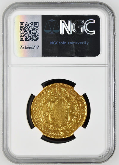 PERU Lima Gold Bust 4 Escudos Ferdinand VII 1821 JP NGC AU Details KM-128