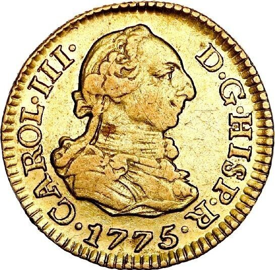 SPAIN Madrid Gold Bust 1/2 Escudo Charles III 1775 PJ KM-415.1 Cal-1262 Rare