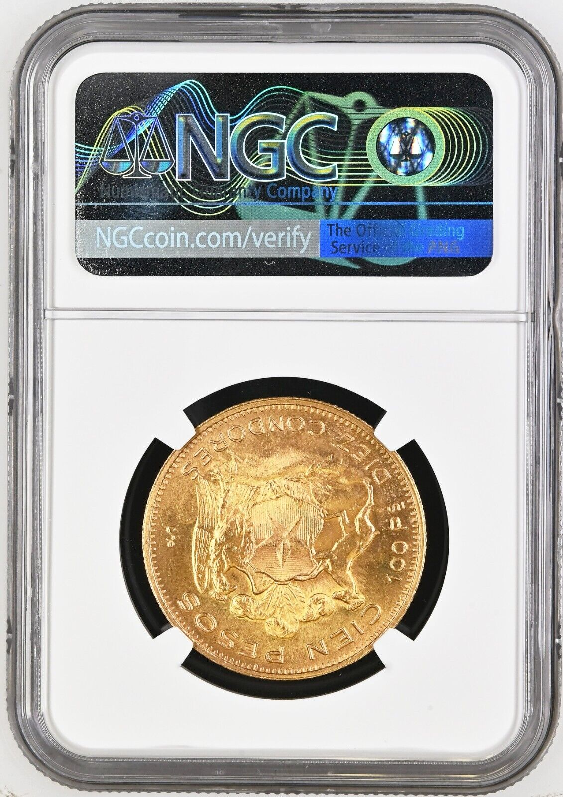 Santiago Chile Gold 100 Pesos (Condores) 1962 NGC MS 65