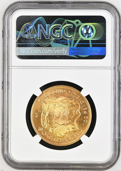 Santiago Chile Gold 100 Pesos (Condores) 1962 NGC MS 65