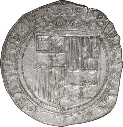SPAIN, Seville, 1 real, Ferdinand-Isabel, no assayer, mintmark S on reverse.