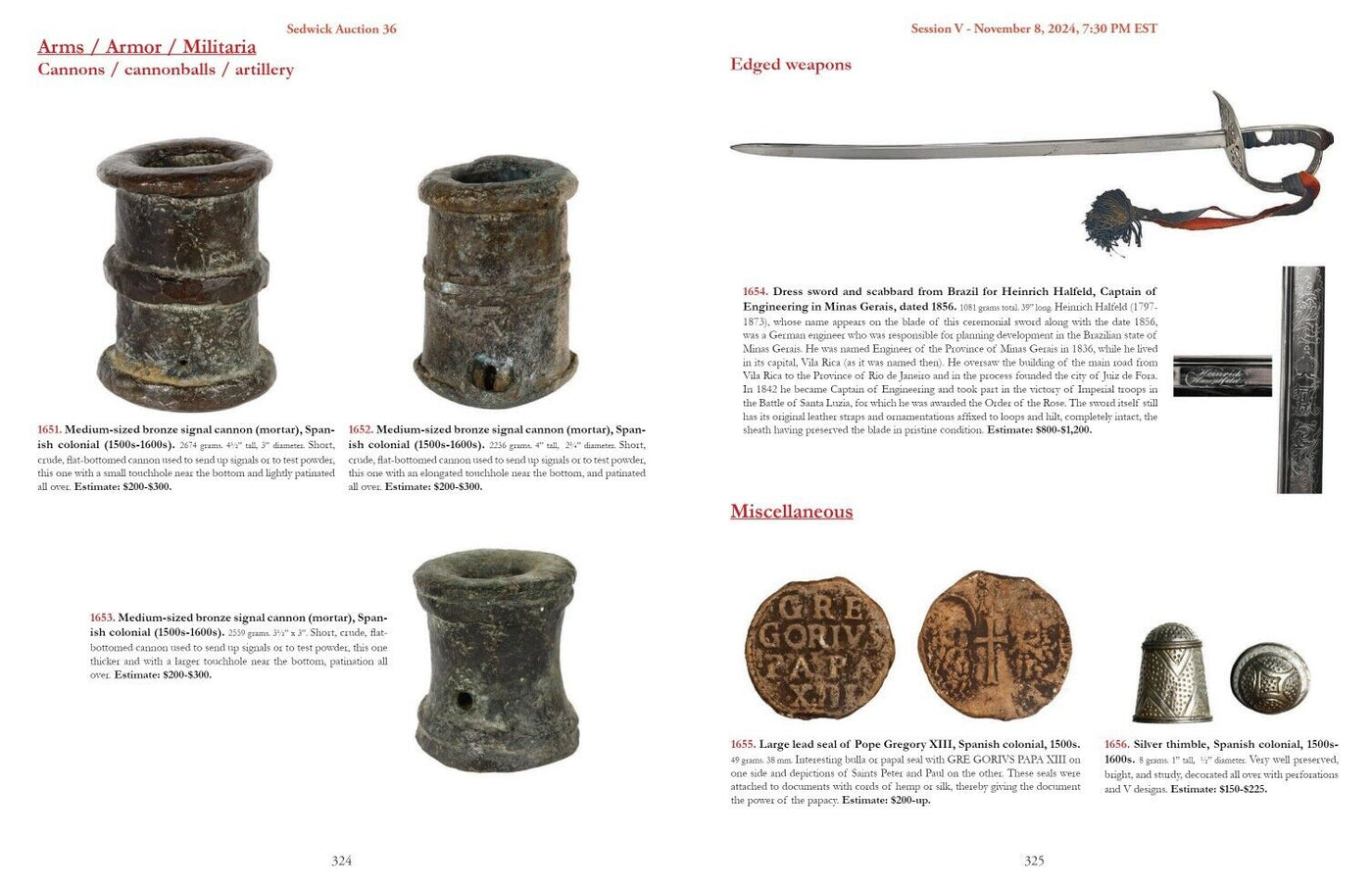 Sedwick Treasure Auction 36 Catalog Nov 7 & 8, 2024 - Shipwreck Coins & Rarities