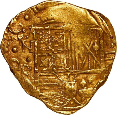 COLOMBIA Bogotá Gold Cob 2 Escudos 1654 Assayer R below Denomination II Cal-1811