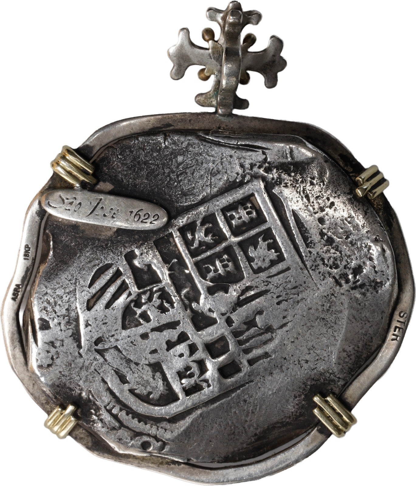 Sao Jose Shipwreck(1622) MEXICO, Mexico City, cob 8 reales, Silver Jewelry Bezel