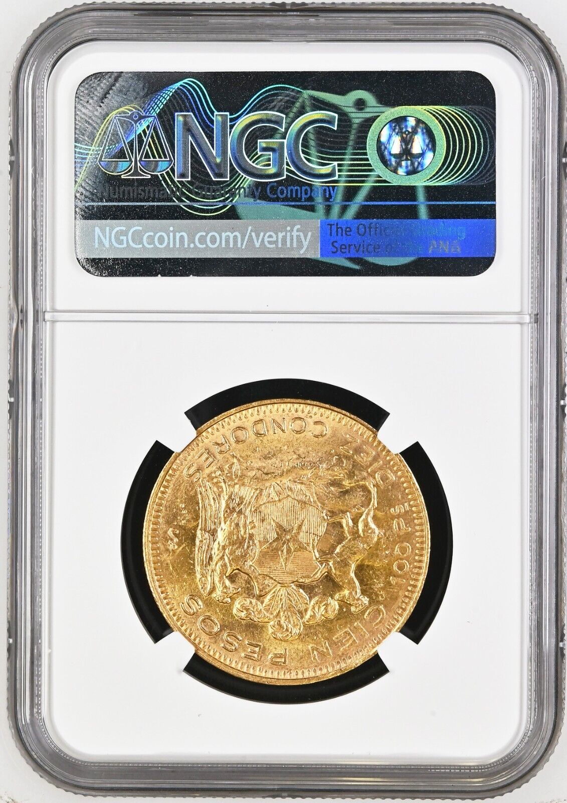 Santiago Chile Gold 100 Pesos (Condores) 1952 NGC MS 62