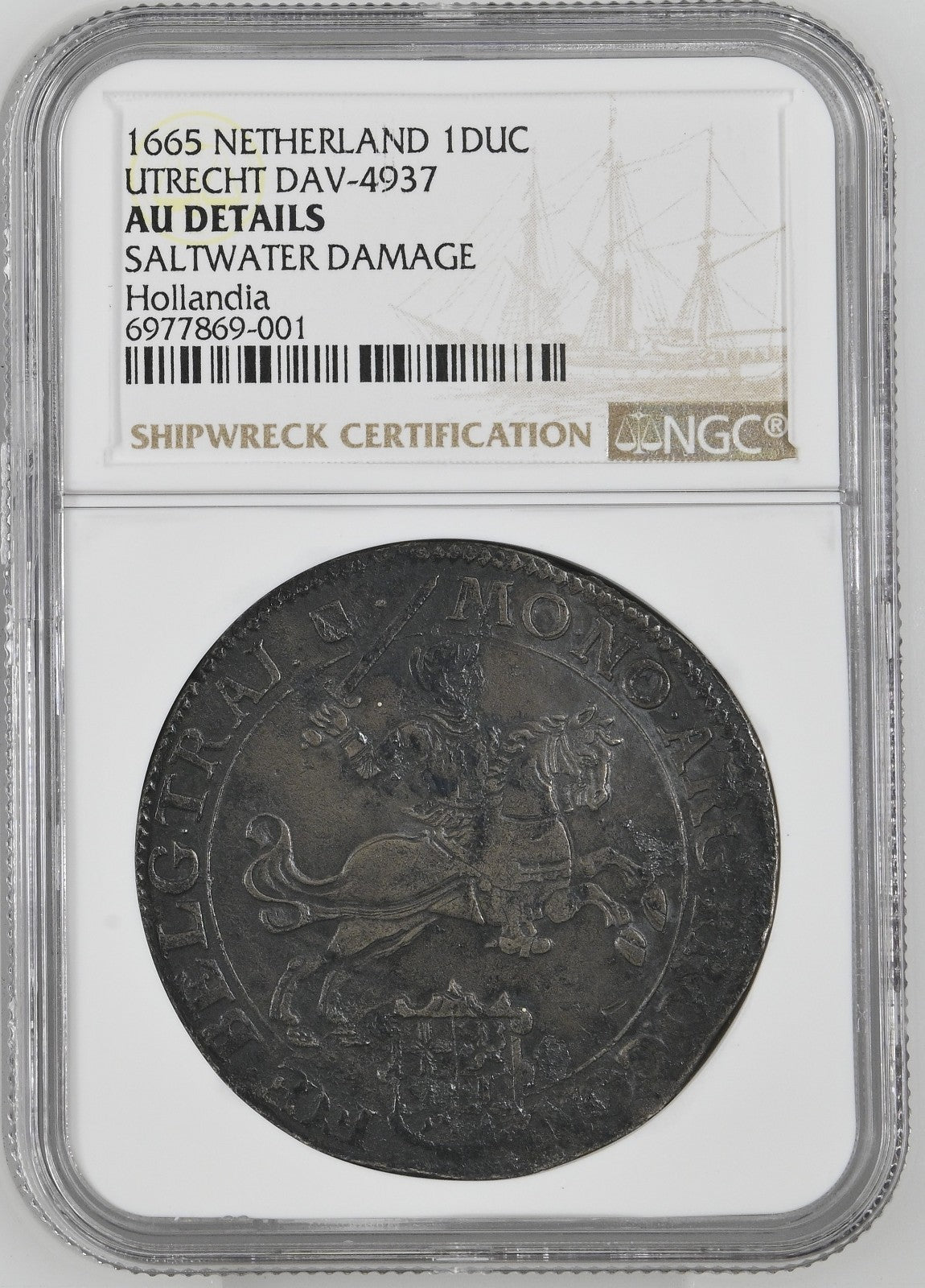 Hollandia Shipwreck (1742)NETHERLANDS (United), Utrecht, "rider" ducatoon, 1665