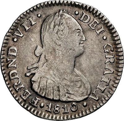 COLOMBIA, Bogotá, bust 1 real, Ferdinand VII (bust of Charles IV), 1810 J•F/J•J