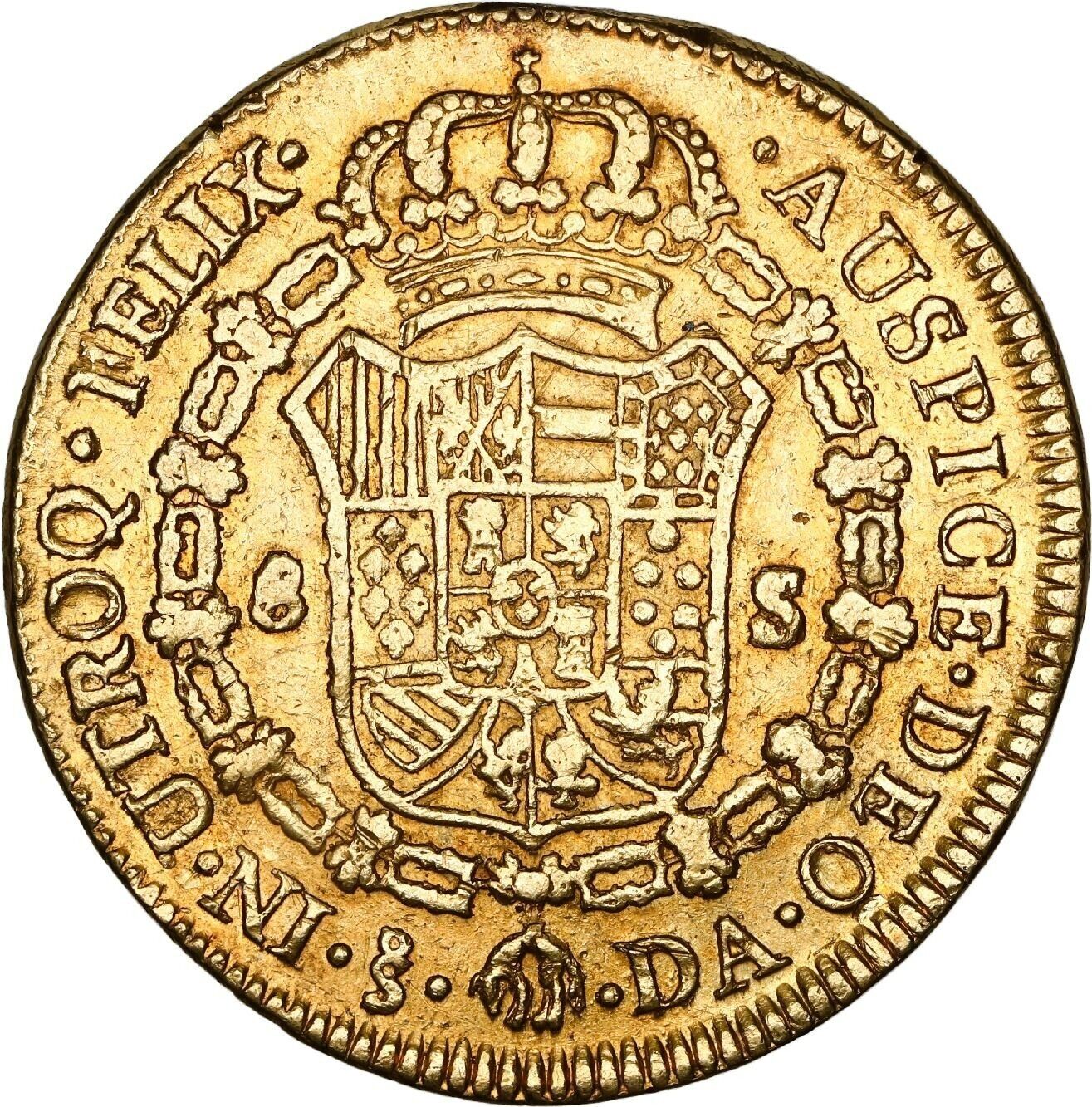 Santiago, Chile Gold Bust 8 Escudos Charles III 1783 DA KM-27 Cal-2168