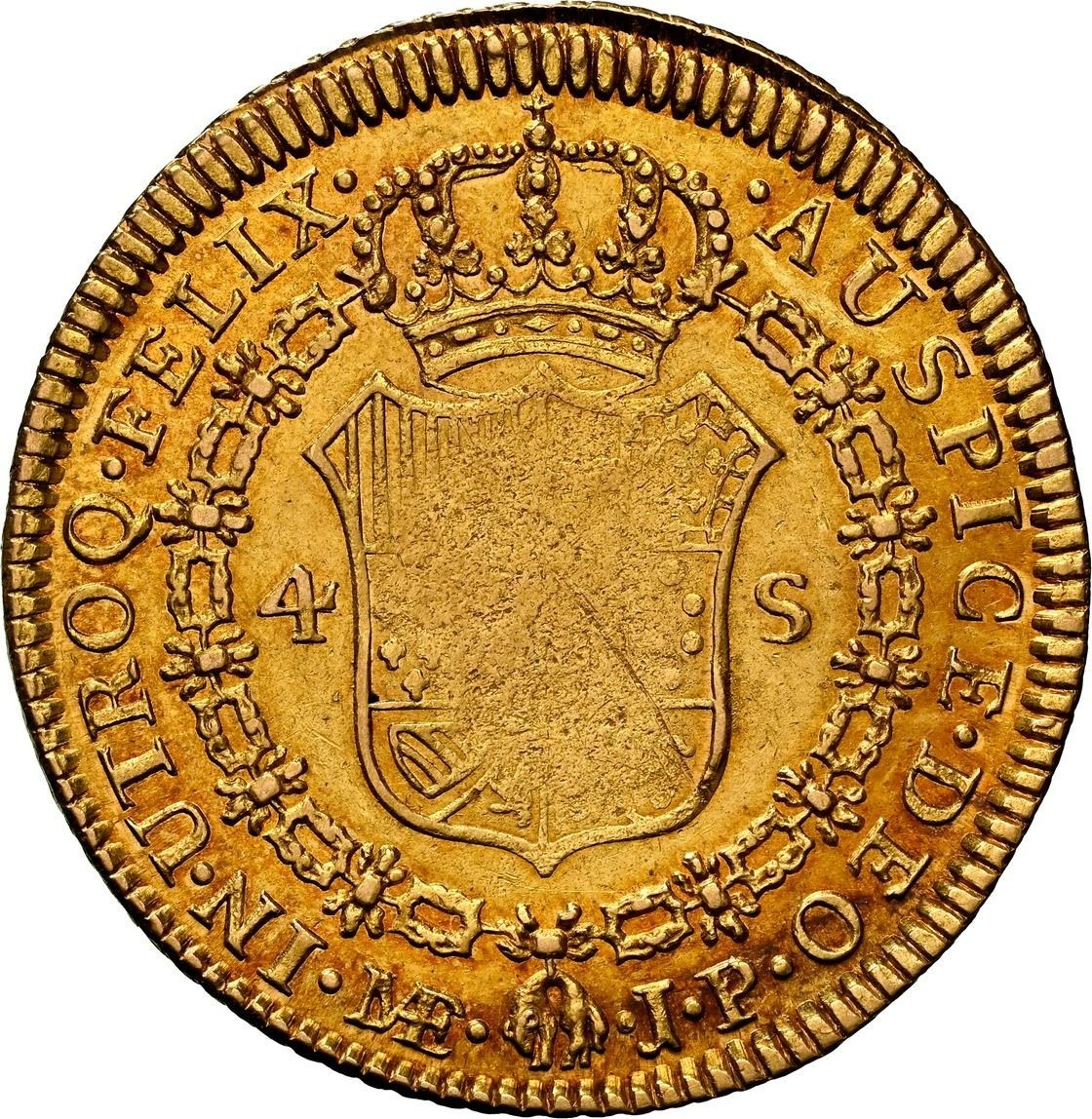 PERU Lima Gold bust 4 Escudos Ferdinand VII 1819 JP NGC XF Details KM-128 Scarce