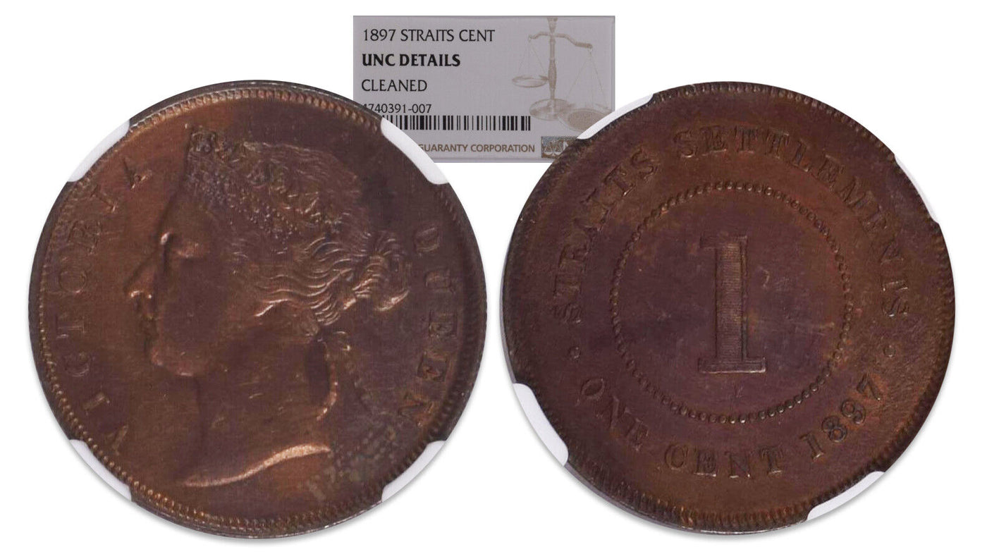 Straits Settlements, bronze 1 cent, 1897, Victoria, NGC UNC details