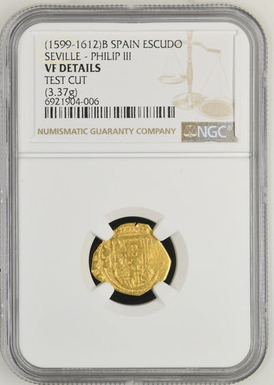 SPAIN Seville Gold Cob 1 Escudo Philip III Assayer B OMNIVM in legend NGC AU