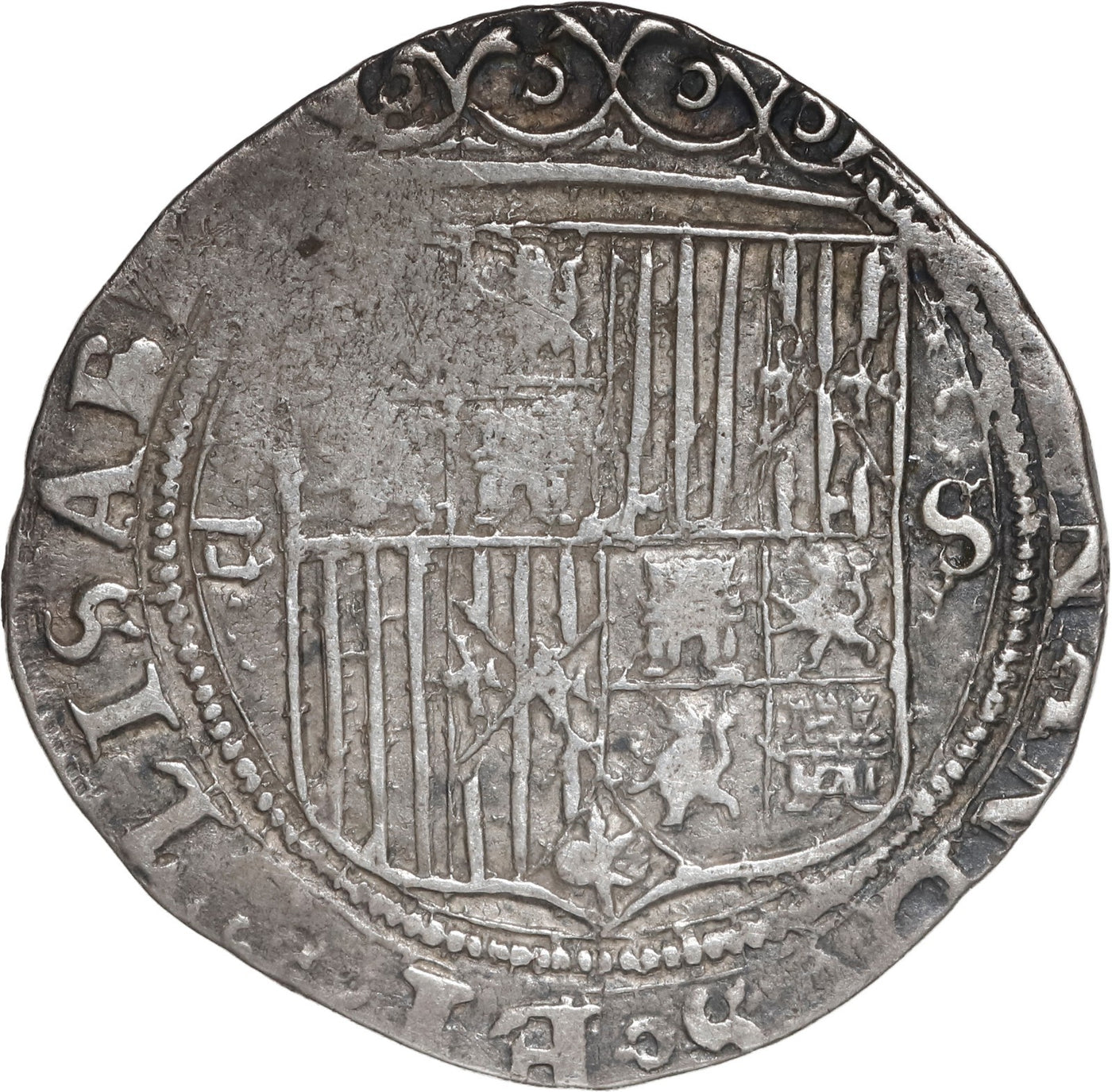 SPAIN, Seville, 1 real, Ferdinand-Isabel, assayer Gothic D to left, mintmark S