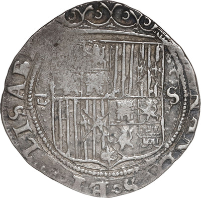 SPAIN, Seville, 1 real, Ferdinand-Isabel, assayer Gothic D to left, mintmark S