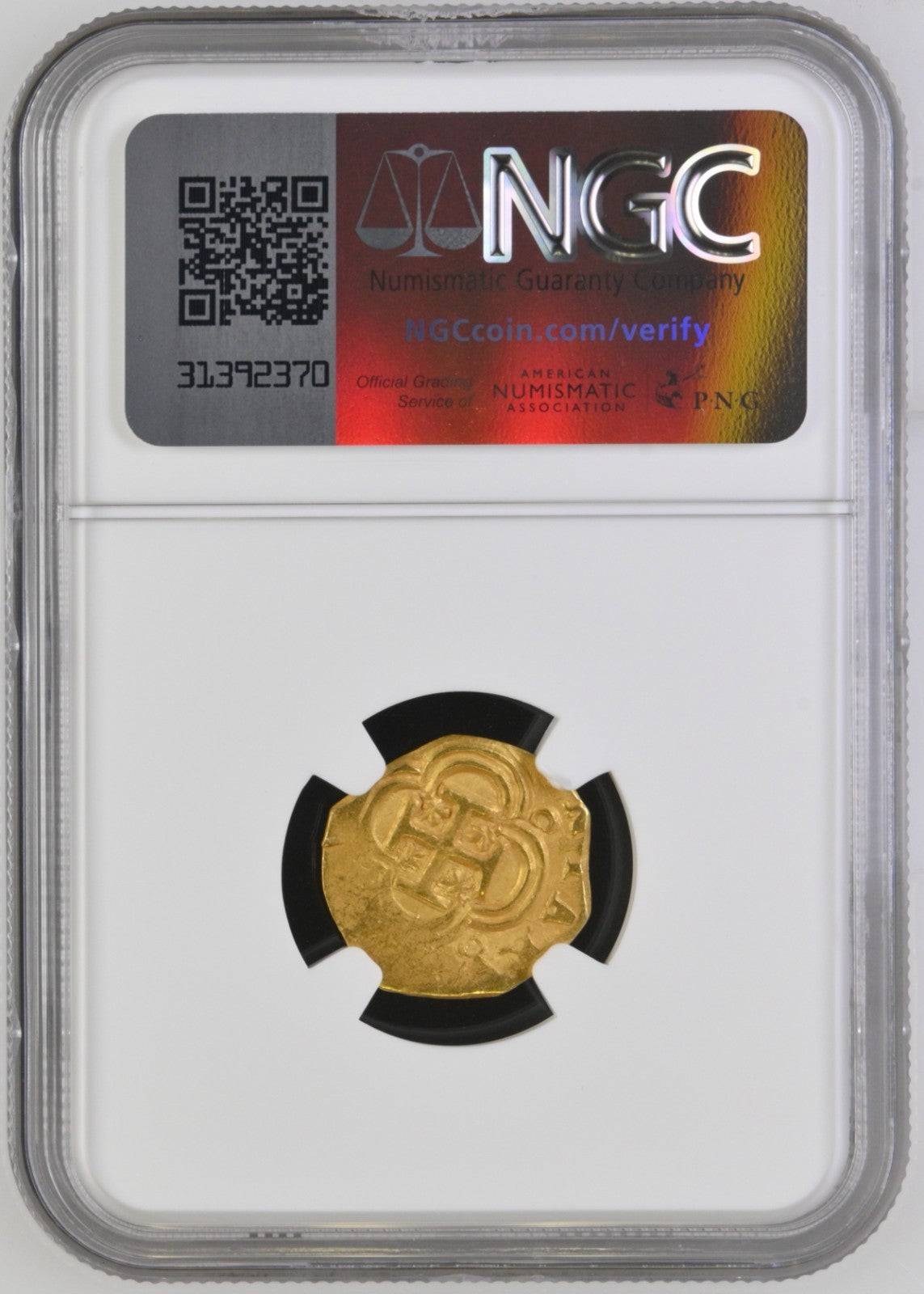 SPAIN, Seville, gold cob 1 escudo, Philip III, assayer D, NGC MS 62.