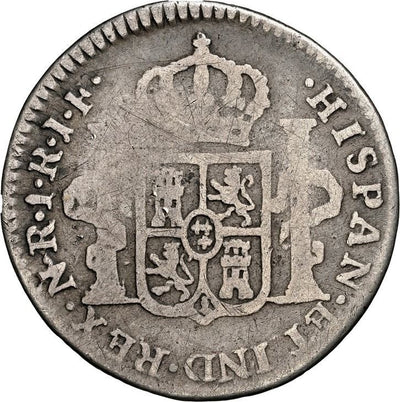COLOMBIA, Bogotá, bust 1 real, Ferdinand VII, 1810 JF, NGC AG 3, ex-Becerra.
