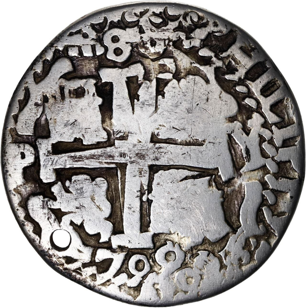 BOLIVIA Potosí Silver Cob 8 Reales Royal (Galano) 1709 Y Rare Sedwick-P43a